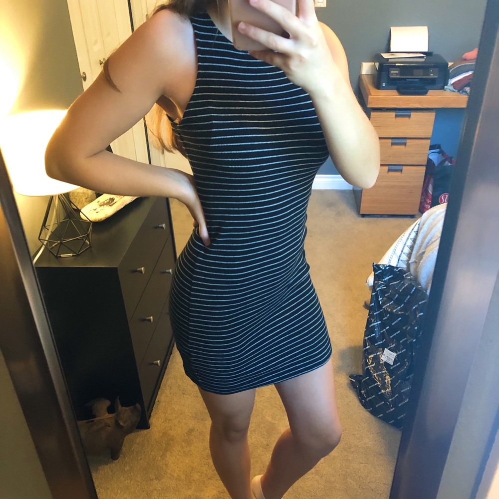 Blue and white striped bodycon dress!